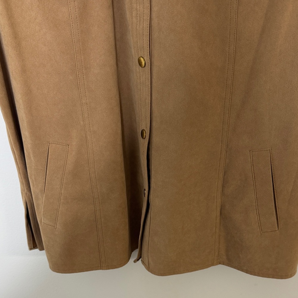 JM Collection Tan Faux Suede Utility Shacket Size XL - Picture 7 of 15